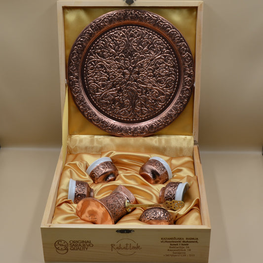 Coffee Set Copper Ornament - 4 Cups