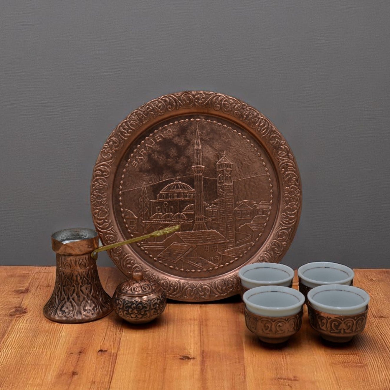 Coffee Set Copper Beg Mosque - 4 Cups - Rahatlook®