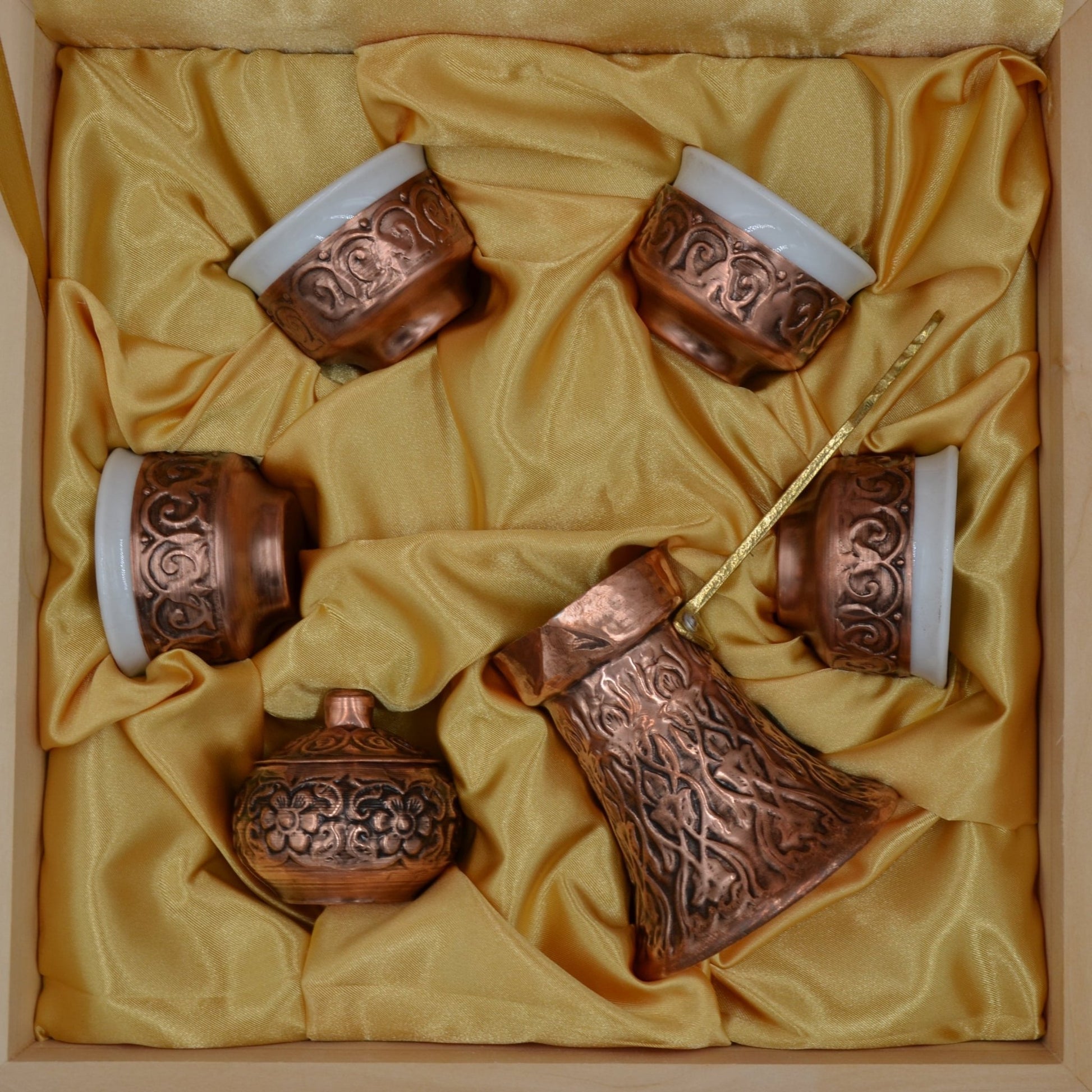 Coffee Set Copper Ornament - 4 Cups - Rahatlook®