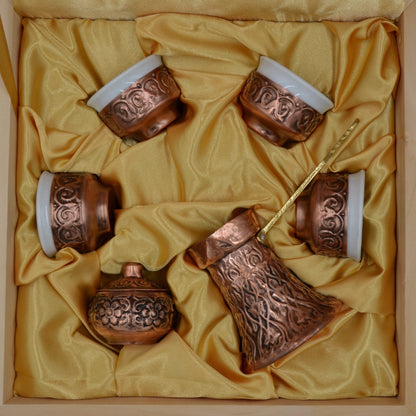 Coffee Set Copper Ornament - 4 Cups - Rahatlook®